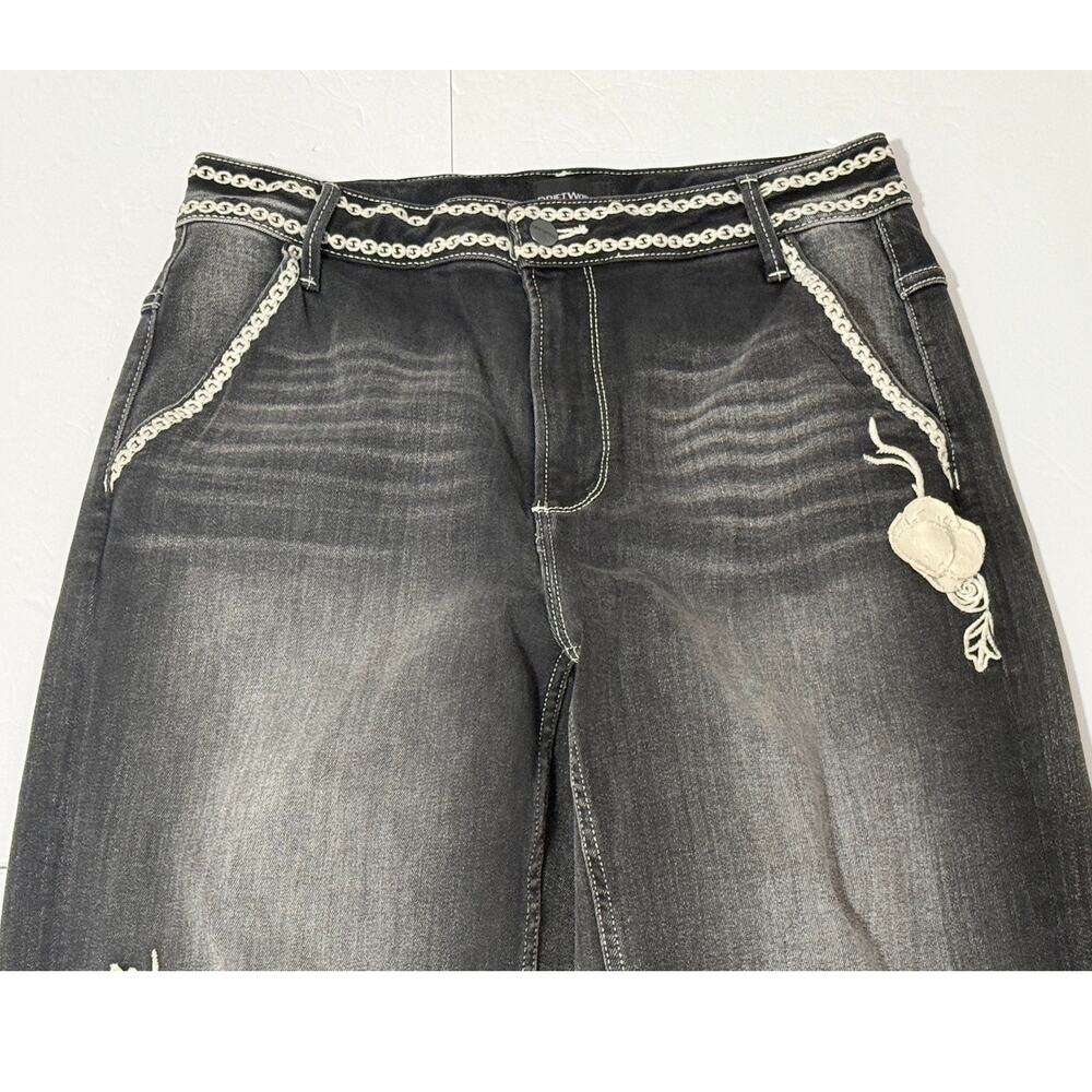 Driftwood Barbara Ravishing Rosettes Wide Leg Barrel Jeans, Size 27 - Picture 3 of 11